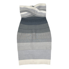 Signature Bodycon Bandage Sleeveless Dress Gray Silver size Small