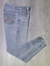 Vintage Jordache Zipper Ankle Zip Tapered Jeans Size 9/10 Embroidered Jeans