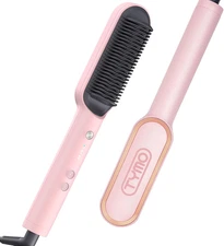 TYMO Ring Hair Straightener Brush – Hair Straightening Iron with Built-in Comb, 