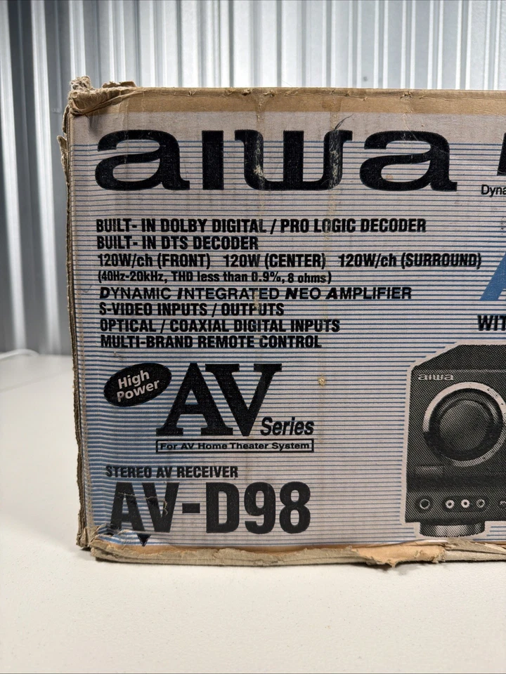 Aiwa AV-D98 AM/FM Stereo Surround Sound AV Receiver w/ Original Box - Image 2 of 4
