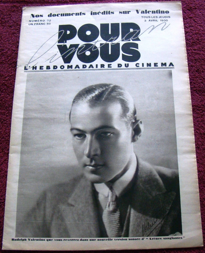 RUDOLPH VALENTINO COVER + story for Pour Vous (4/3/30) movies  Norma Shearer - Image 2 of 4