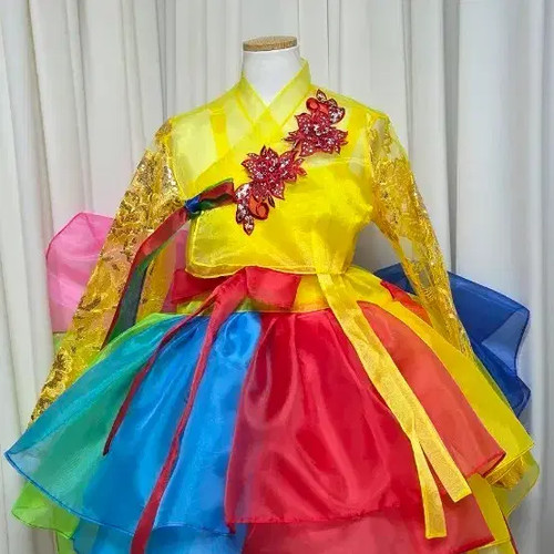 Gogojanggu Fushion Hanbok with Bright Colors for Performance