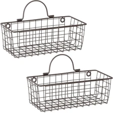 DII Farmhouse Vintage Décor, Wire Wall Basket, Medium, Bronze, 2 Piece