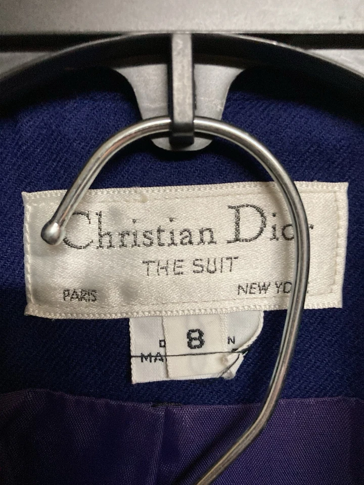 Conjunto de traje falda lápiz Christian Dior de colección para mujer doble pecho azul talla 8 DEFECTOS Foto 2 de 4
