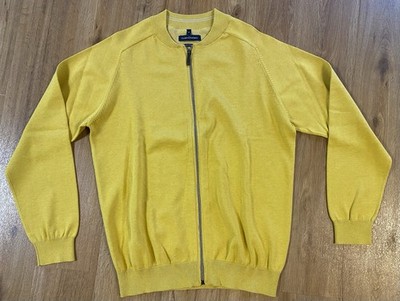 CASAMODA Herren Strickjacke Reißverschluss Baumwolle gelb Gr. M