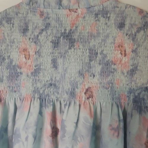 Grace + Karma Women's Large Blouse Floral Smocked Ruffles Lined Oversized Lined - Picture 7 of 8