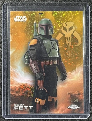 BOBA FETT 2025 TOPPS CHROME STAR WARS #11 GOLD MINI DIAMONDS REFRACTOR 13/50