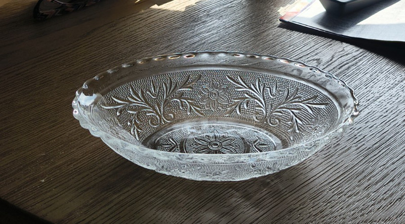 Vintage Anchor Hocking Clear Sandwich Glass Oval Serving Bowl 9" x 6" ~ USA