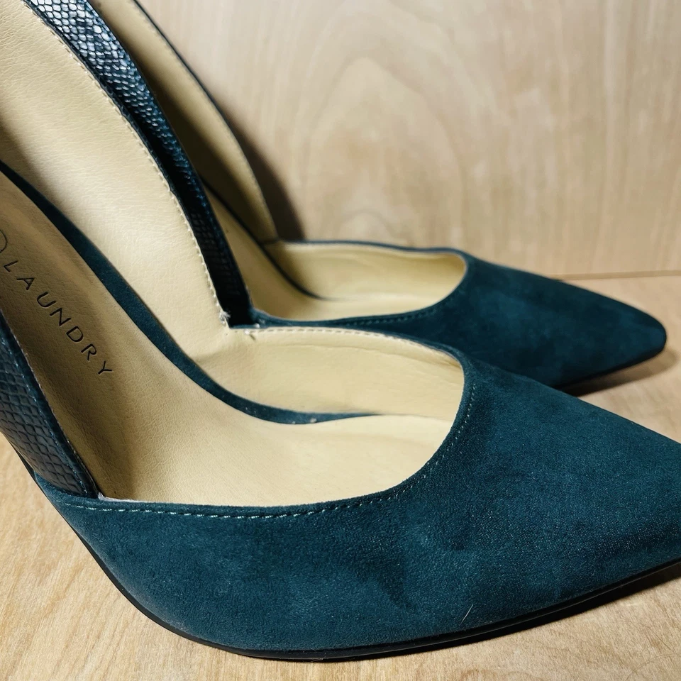 Chinese Laundry Faux Leather & Suede Heels Dark Green Pump Snakeskin Sz 10 - Image 2 of 4