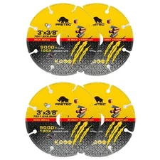 Diamond Cut-off Wheel Metal Cut-Off 3 Inch with 5000+ Cuts on Rebar, 3/8" Arbor