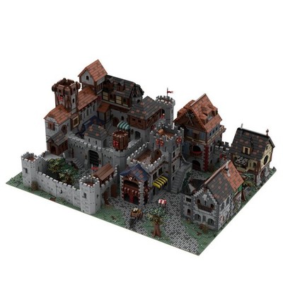 Modubrix Moc Bausteine   Sets MITTELALTERLICHES KÖNIGSDORF Bauklotz-Spielset