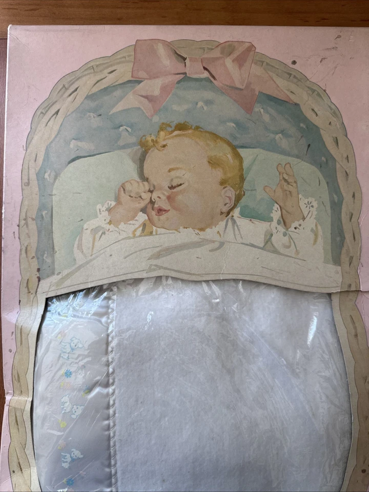 Manta Cuna Vintage Penney’s Baby Blanca 36x50 Algodón Nueva en Caja Blanca Belleza Recién Nacido Foto 3 de 4