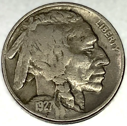1927-P Buffalo Nickel 5C Fine (F) FULL DATE Philadelphia Actual Coin Shown -2135