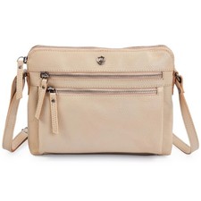Leather Crossbody bags for Women Small Genuine Nappa Purse Multi Zip Pocket T...