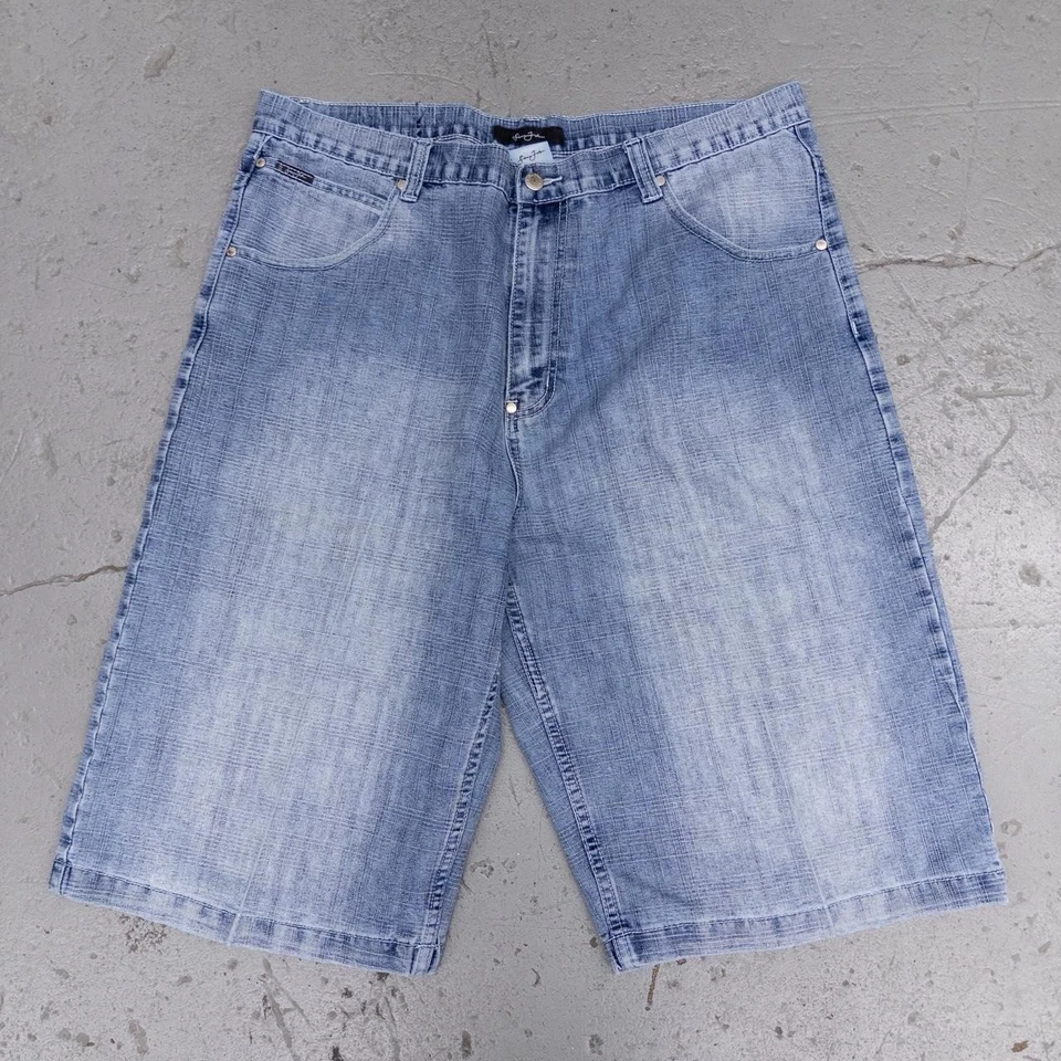 Pantalones Cortos de Jean Vintage Sean John Y2K Sueltos Desteñidos Denim Lavado Talla 40 Foto 2 de 4
