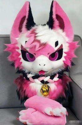 Fursuit Long haired Dog Fox Mascot Party Halloween Fur Cosplay(head+claws)