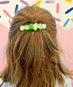 2 Girls Hair Barretts Real Seashells & Genuine Beach Glass Kids Hair Accessories