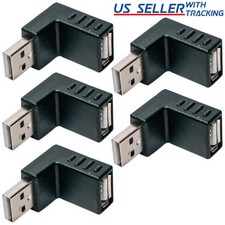  5 Pack Right Angle USB Male to Up Facing Female Adapter Connector 5x