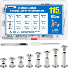 115 Sets Chicago Screws Kit for Leather Crafts, 304 Stainless Steel Binding Scre