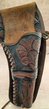 Vintage Western Tooled Leather Revolver Holster Fits 5"-6" Barrel Colt SAA Style