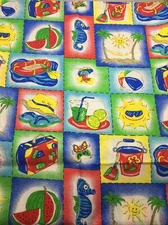 Summertime Limeade Bright Blue Yellow Green 26"x44" Oakhurst Textiles Fabric