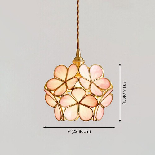 Nordic Brass Petal Pendant Light Fixture Glass Flower LED Ceiling Lamp Chandelie - Picture 2 of 18