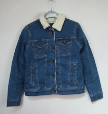 Wrangler Womens Sherpa Borg Lined Retro Denim Jacket Size Small