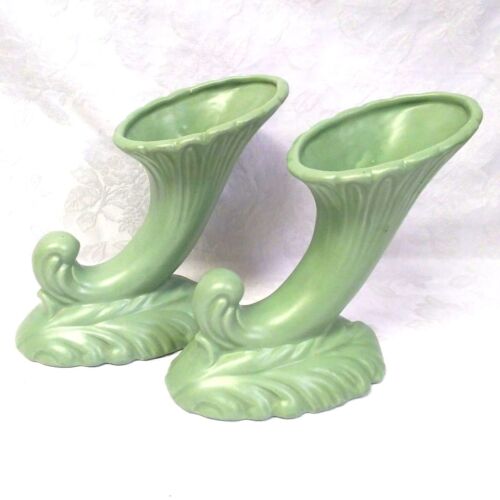 Haeger Cornucopia Vase Planters 444-A Matching Set Circa 1940's | eBay