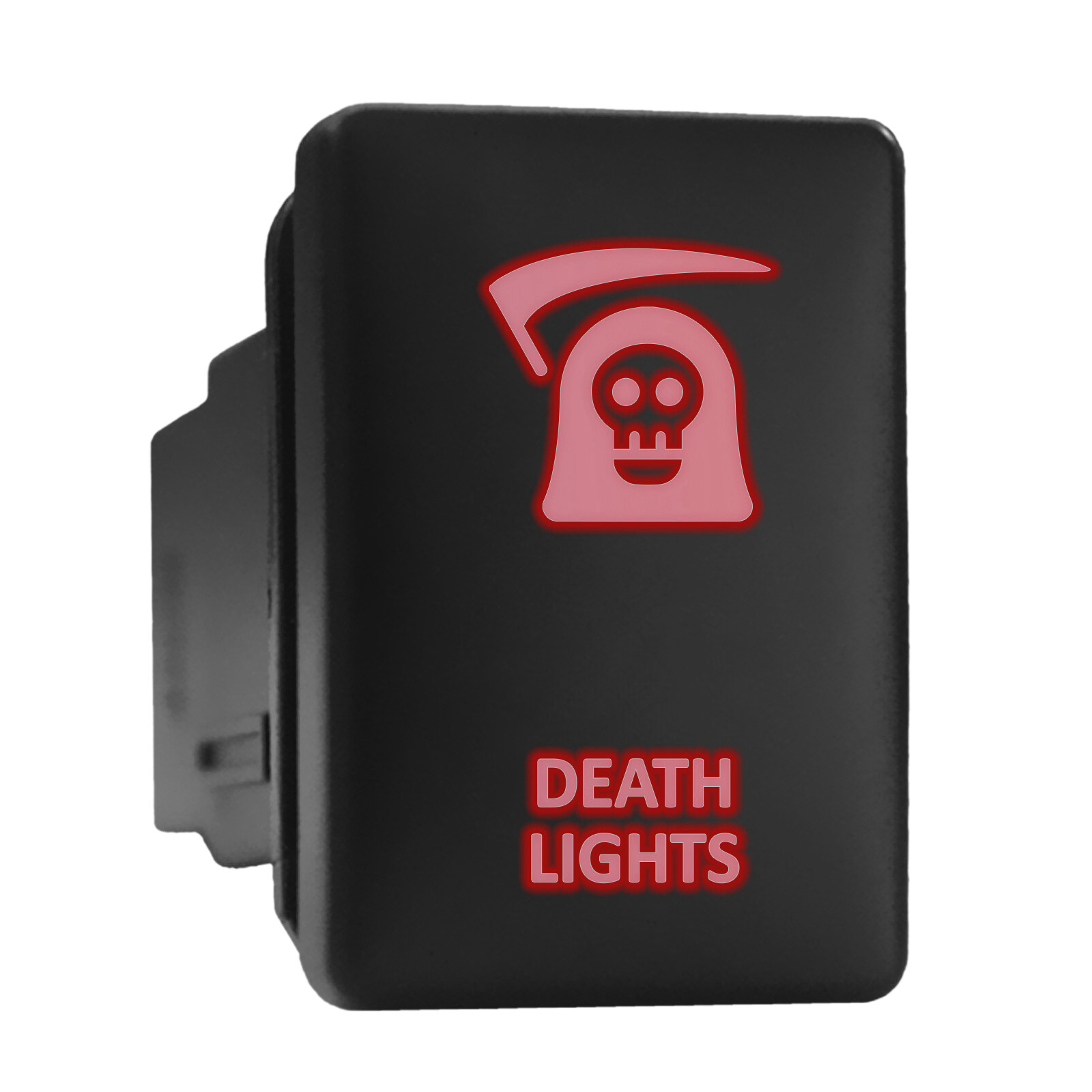 DEATH LIGHTS Red Backlit Push-In Switch 1.28x0.87 for Toyota Vehicles