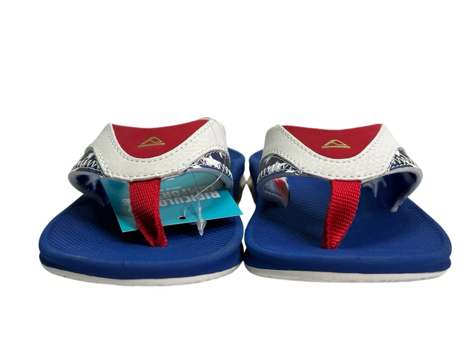 NWT Kid's Reef Fanning Flip Flops Red, White, and Blue Size 5 CJ6092 - Image 2 of 4