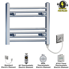 Small Electric Chrome Towel Rail Radiator 400mm Height Flat Bathroom Heating