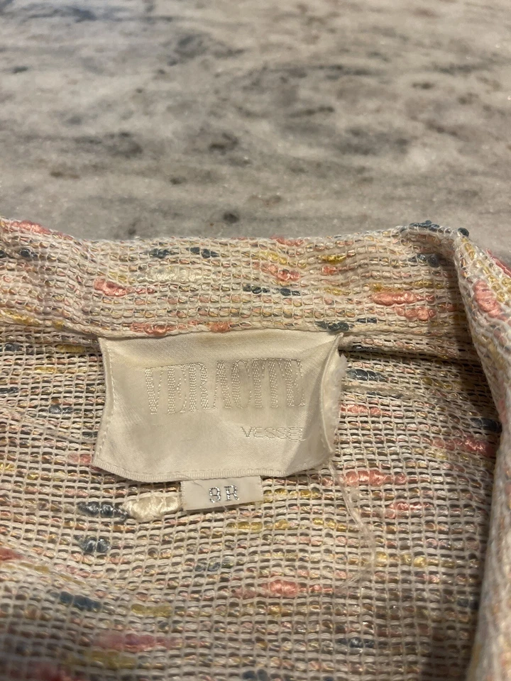 Veracite Vessel Vintage Short Blazer Multicolor Cream Shoulder Pads 9 Japanese - Image 4 of 4