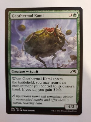 MTG Magic The Gathering Card Geothermal Kami Creature Spirit Green Kamigawa Neon
