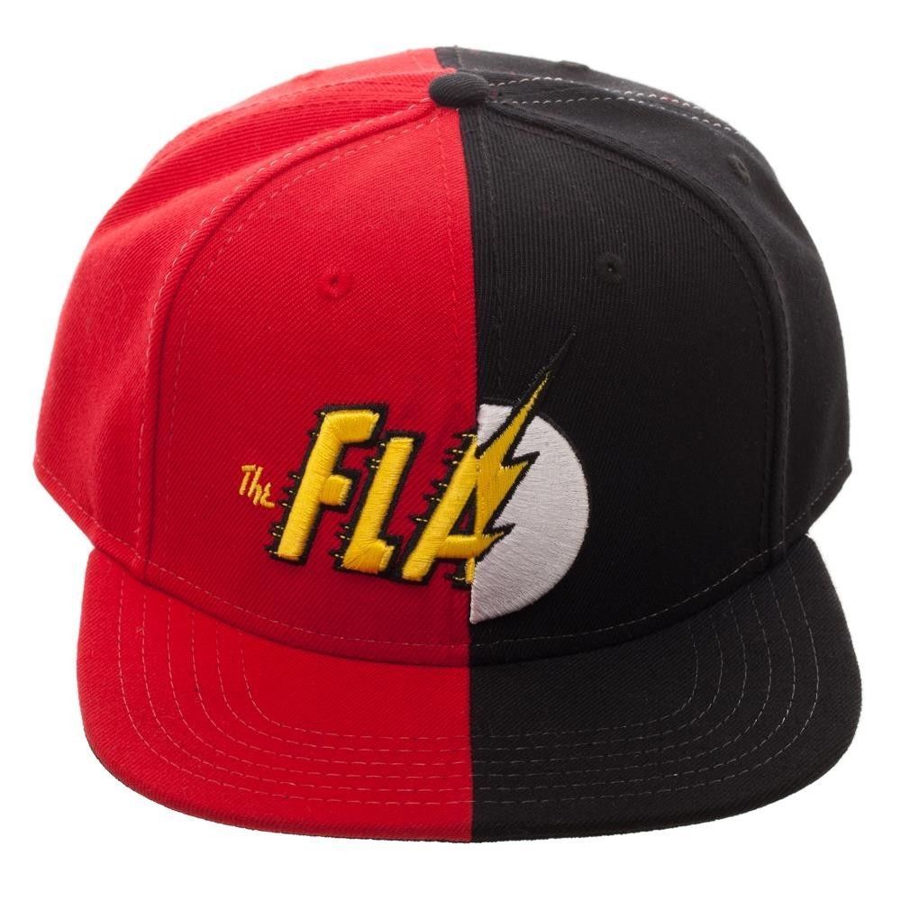 OFFICIAL DC COMICS THE FLASH SYMBOL AND TEXT LOGO RED BLACK SNAPBACK CAP