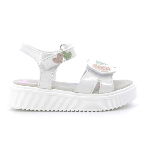 Melania Sandali Bambina Con Strappi, Cuori e Strass - BIA (Bianco Perlato) - Foto 5 di 5