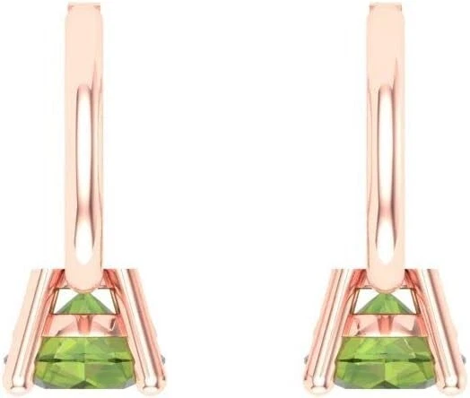 0.52 ctw Natural Green Peridot Gemstone Solid 10k Rose Gold Drop Dangle Earrings - Image 4 of 4