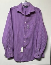 New Lauren Ralph Lauren Mens L 16 1/2 Purple Striped Long Sleeve Button Up Shirt