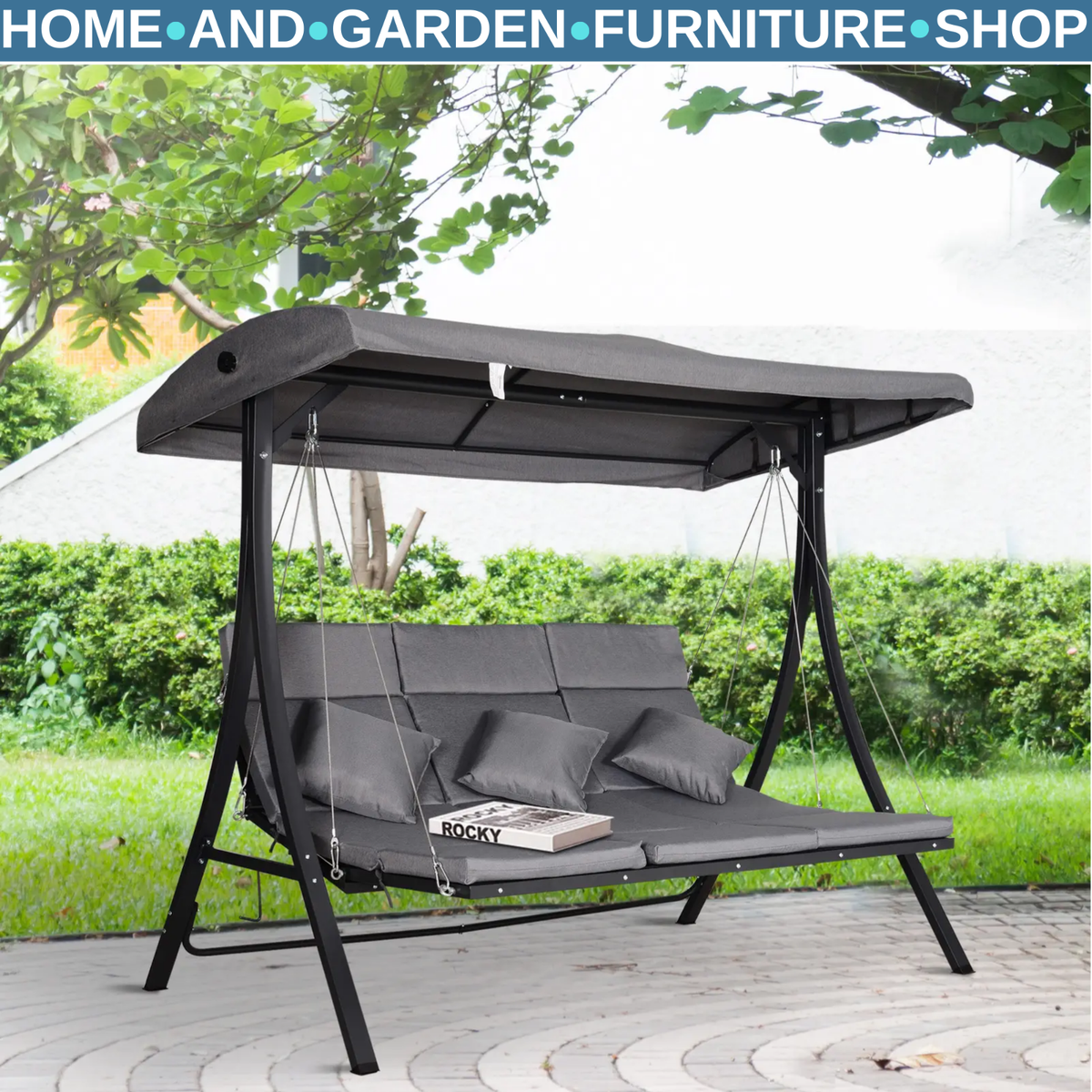 Metal Garden Swing Chair Seater Outdoor Reclining Hammock Style