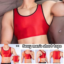Lingerie Half Tank Top Glossy Vest Workout Sports Bras Sleeveless Undershirt