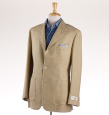 NWT 2195 BELVEST Woven Tan Wool-Silk-Linen Sport Coat 40 R Eu 50 