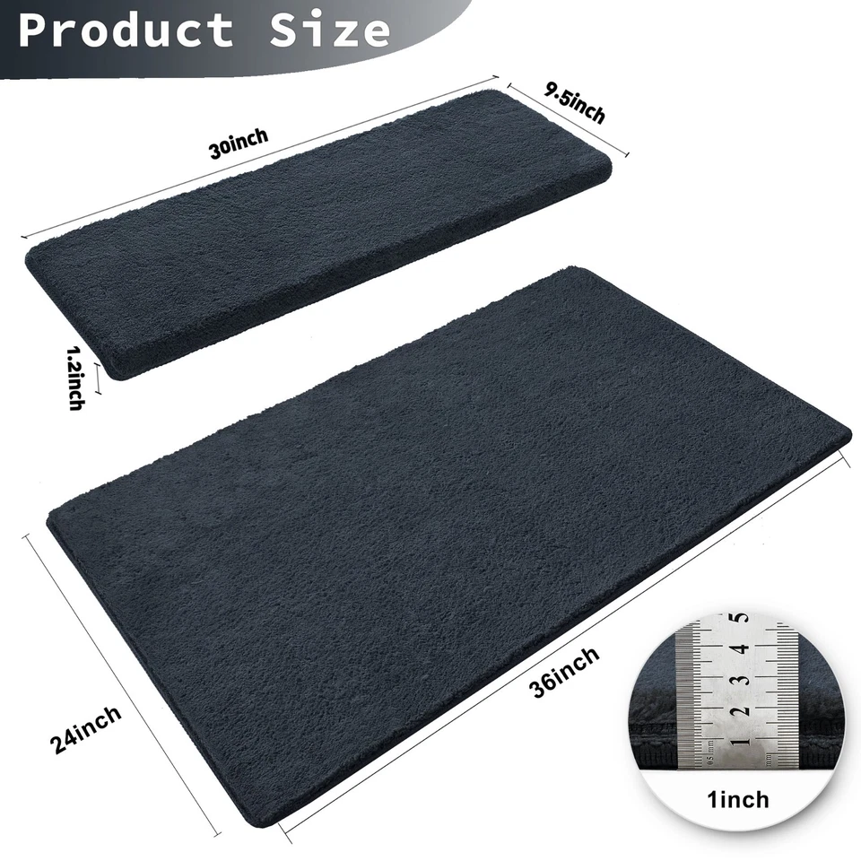 Plush Soft Bullnose Carpet Stair Treads Cover Landing Door Mat Rug Self Adhesive - Image 4 of 4