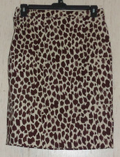NWT WOMENS 98 J.CREW IVORY W/ BROWN PRINT LINED SKIRT SIZE 10