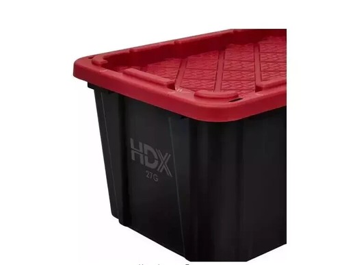 27 Gallon Snap Lid Plastic Storage Bin Container, Black with Red Lid - FREE SHIP - Picture 7 of 7