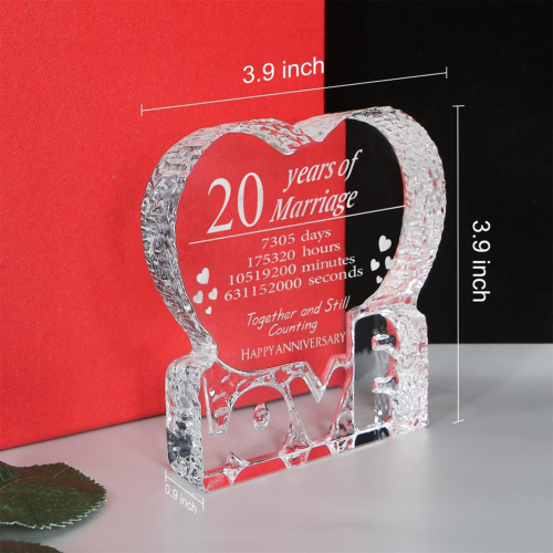 20Th Anniversary Customized Engraved Heart-Shaped Crystal Wedding Gifts For Wife - Picture 7 of 12