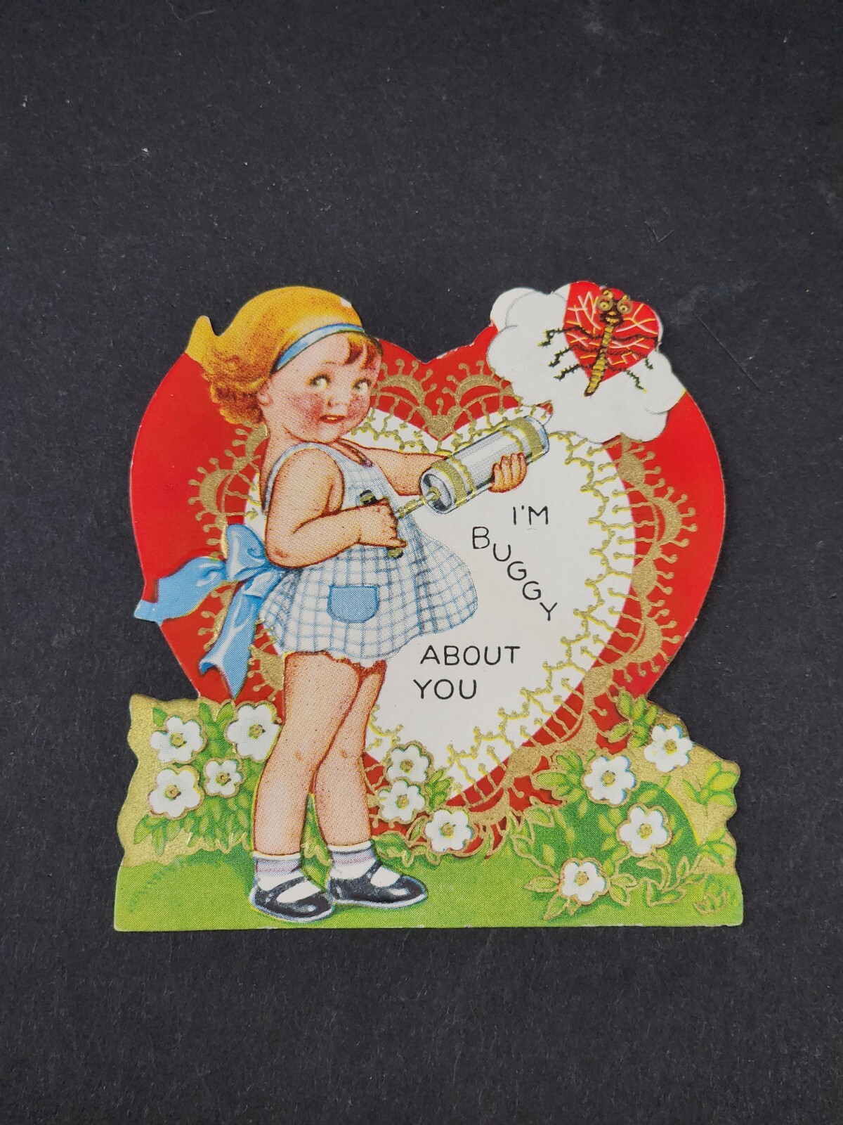 Vintage 1930s Valentines Day Card Im Buggy About You
