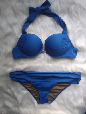 Victoria's Secret Bombshell Bikini~34B Adds-2-cups~M Heavenly Bottom~Starlight!