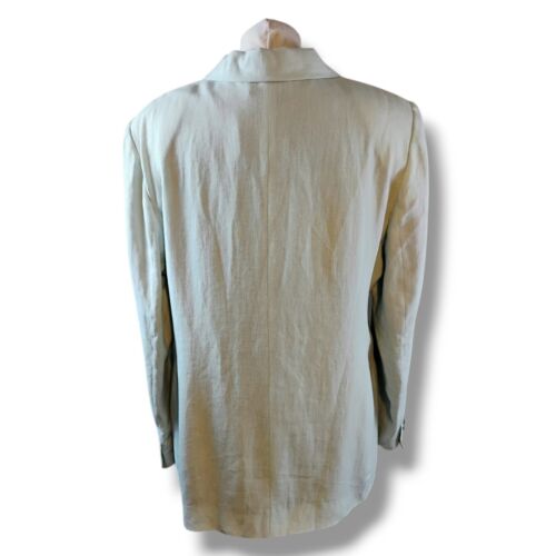 Philippe Adec Paris Womens Blazer Jacket Size UK 20 Pale Green Linen 3 Button - Picture 6 of 10