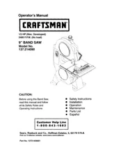Owner's Manual & Parts List  Sears Craftsman 9" Band Saw - Model 137.214090