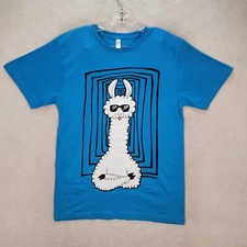 No Drama Llama Funny Zen Cool Graphic Tee Live And Tell Blue T Shirt Size M