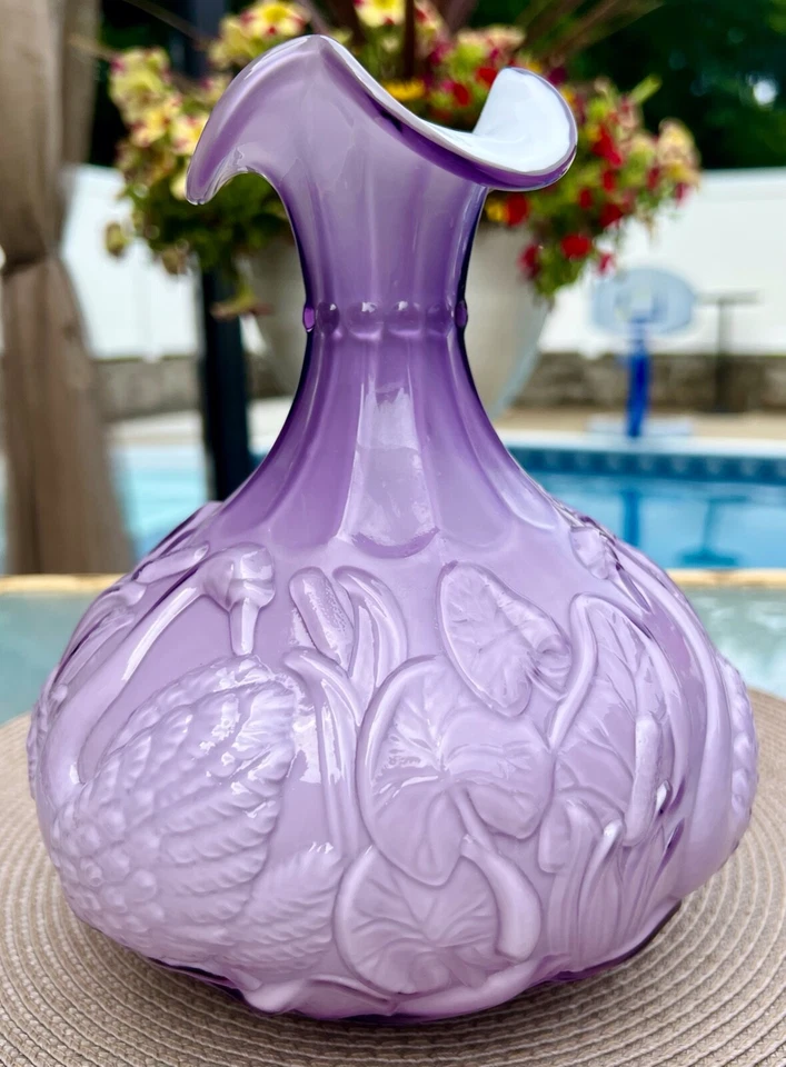 Fenton**LAVENDER OVERLAY CASED SWAN CATTAIL VASE***95th Anniversary Piece...2000 - Image 2 of 4